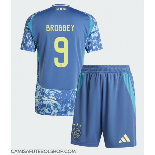 Camisa de time de futebol Ajax Brian Brobbey #9 Replicas 2º Equipamento Infantil 2024-25 Manga Curta (+ Calças curtas)